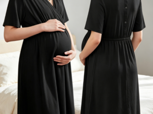 Delivery/Grooming Gowns, Short-Sleeved Maternity Nursing Nightgown with Buttons