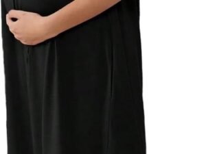 Women's Maternity Nursing Robe, Maternity Room Robe, Button-Up Ruffled Short-Sleeved Long Pajamas