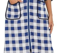 Women's Zipper Robe, Long Striped Women's Loungewear, with Pockets