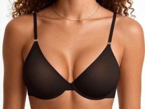 Women's Unpadded Underwire Bra (Sheer Mesh Deep V Push-up)