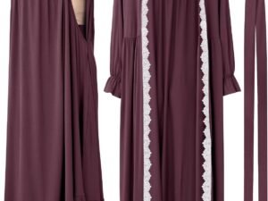 Two-Piece Lace Maternity Nursing Robe Set