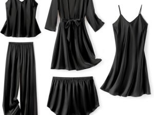 Satin Robe Camisole and Shorts Set