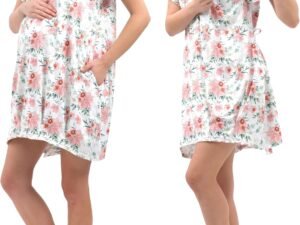 With pockets, backless nursing pajamas, women's nursing maternity robe