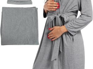 Maternity robes, including matching swaddle blankets, postpartum maternity bathrobes and pajamas